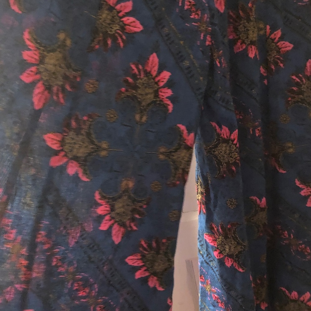 Free People Blue Wide-Leg Jumpsuit with Pink Floral Print - Picture 9 of 12